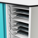 Laptop Network USB-C charging trolley with a single USB-C power and data cable to each laptop