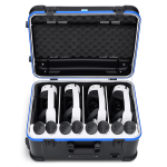 VR headset carry case for charging, storage and transport of 4 to 8 VR headsets