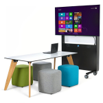 Mobile media wall for large AV displays and screens with rechargeable battery power