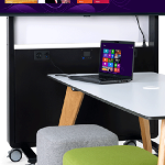 Large digital display stand with castors and large rechargeable battery power source