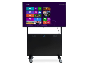 Mobile media wall for large interactive displays powered by rechargeable batteries