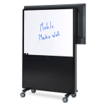 Mobile stand for large display screens powered by rechargeable batteries