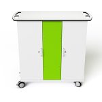 MacBook Neo laptop charging trolley for 32 Neo 13" laptops with doors closed, key locks and charge status LEDs