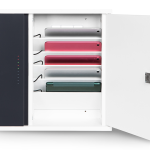 iPad Wall mount slimline cabinet for storing and USB-C charging of 5 iPads